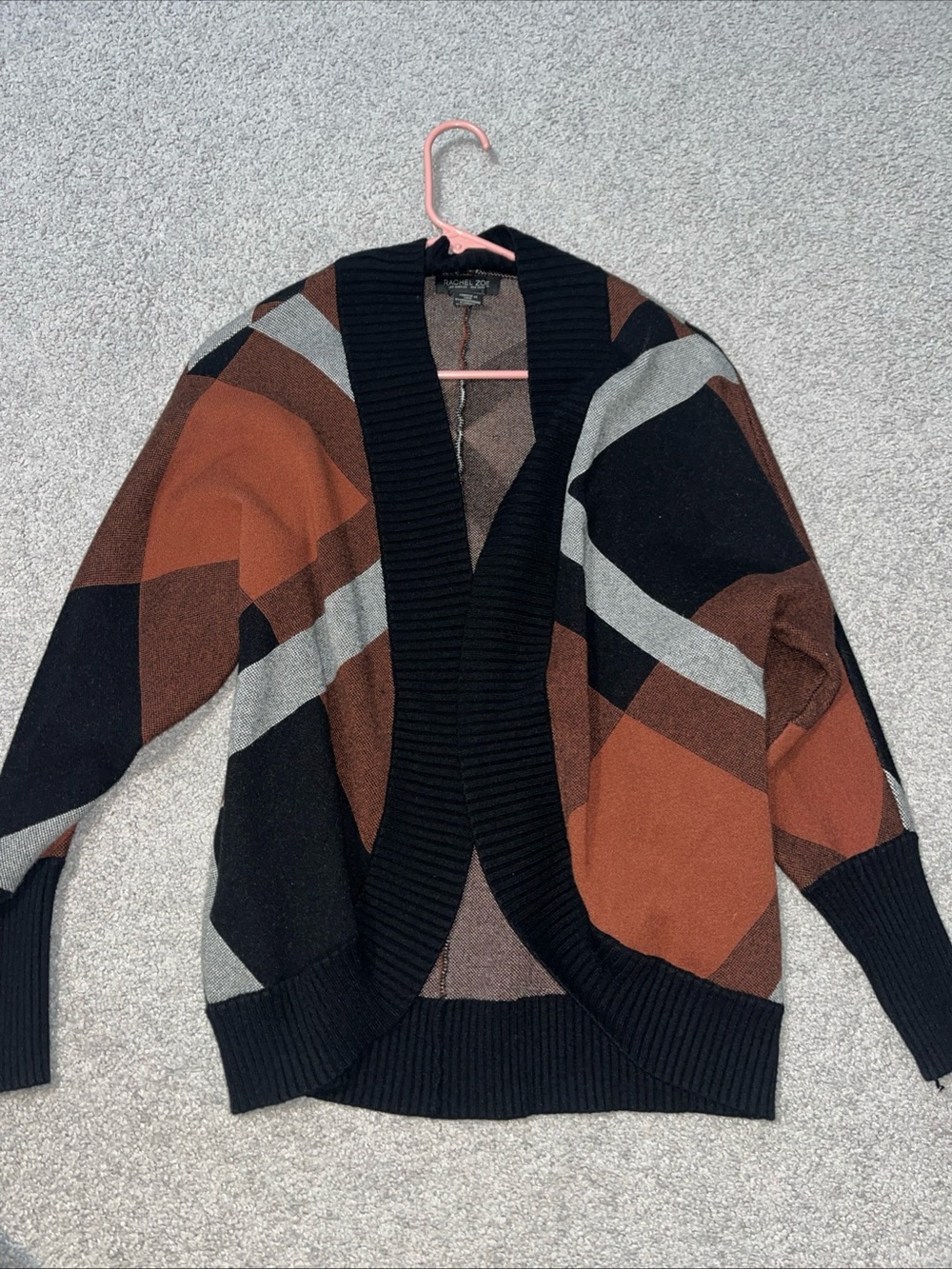 Rachel Zoe Plaid Open Front Cardigan Sweater Warm Women's Size Small